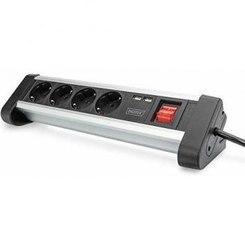 Regleta de alimentación de oficina de 4 tomas con 2 puertos USB
