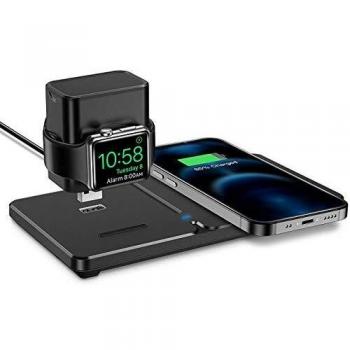 ESR 2 en 1 Cargador inalámbrico Rápido, 15W Estación de Carga Rápida Soportes de Carga para iPhone 12/12 Pro/12 Mini/SE2/11/11 Pro/XR/XS/X/Airpods 2, Carga Desmontable para iWatch5/4/3/2