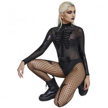 Disfraz de Body de Esqueleto transparente Negro para mujer de Smiffy's