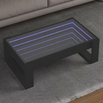 Mesa de centro con Infinity LED negro 90x53x30 cm, mesita de Centro, Mesa Auxiliar, Mesa de salón, mesita decorativa