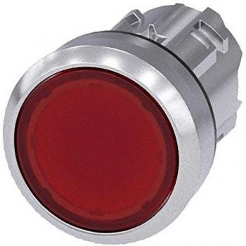 Pulsante iluminado Siemens 22mm redondo metálico brillante, tipo plano, contacto momentáneo