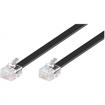 Cable de Teléfono RJ12 15m Negro Modular 6 Polos 1:1