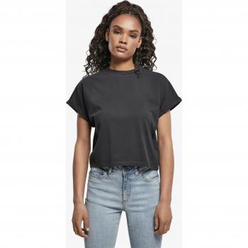 Urban Classics Women's Black Short Sleeve Pigment Dye Cut T-Shirt