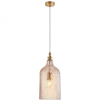 Lámpara colgante Lindby Drakar, 1 luz, ámbar, cristal, Ø 19,5 cm