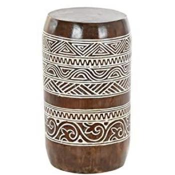 Mesa auxiliar DKD Home Decor Blanco Natural 28 x 28 x 50 cm, Madera de Albasia, Estándar