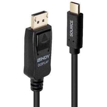 Adaptador de cable USB Tipo C a DisplayPort 3m 4K60 HDR Negro Lindy 43502