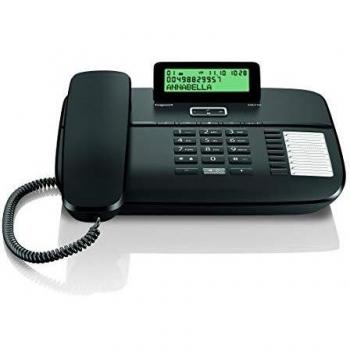 Gigaset DA710 -Teléfono con cable con pantalla plegable - Función de altavoz - Indicador de llamadas - Agenda telefónica- Teclas de marcación directa - Conexión de auriculares - Color negro