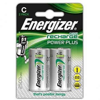 Energizer - Recargables, Pack de 2 pilas C 2300 mAh, precargada, para dispositivos uso frecuente y cientos de recargas