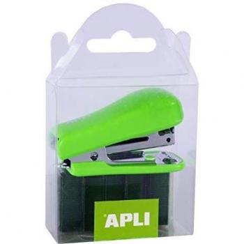 Grapadora Apli 14942 Verde con Grapas Nº10, 1000 unidades