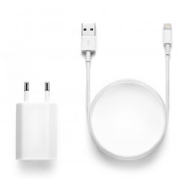iProtect Set 2en1 con cable de datos USB con función de carga y enchufe con cargador USB para iPhone 5 5s 5c SE, iPhone 6 6 Plus 6s 6s Plus, iPhone 7 7 Plus, iPhone 8 8 Plus, iPhone X, iPad en blanco
