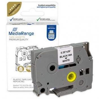 Cinta de Etiquetas MediaRange MRBTZ221 Compatible Brother TZe-221 Negro 9mm x 8m