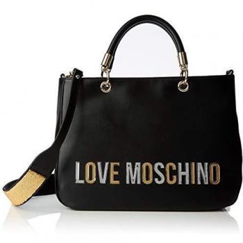 Love Moschino Borsa PU, Bolso de mano. para Mujer, Negro