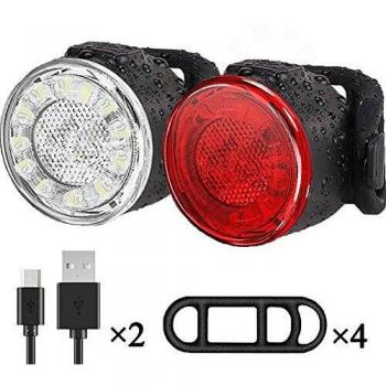 Luces Bicicleta Kit, Impermeable LED Luz Bicicleta, luces Delanteras y Traseras Recargables USB Para Bicicleta, 6 Iluminación Modos Luz Trasera, Luces Seguridad Para Ciclismo de Montaña y Carretera