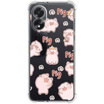 Funda Silicona Antigolpes para Oppo A38 4G con Diseño de Cerdos