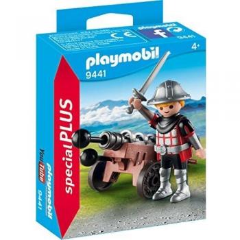 PLAYMOBIL- Caballero con Cañón Juguete, Multicolor
