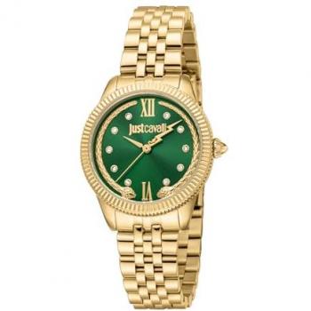 Just Cavalli Women's Analog Quartz Watch - Yellow Gold Band, Bottle Green Dial, Model JC1L315M0065