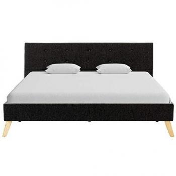 vidaXL Estructura de Cama Tela Somier Mobiliario Hogar Casa Clásica Práctica Cómoda Moderna Robusta y Duradera Sin Colchón Gris Oscura 140x200cm
