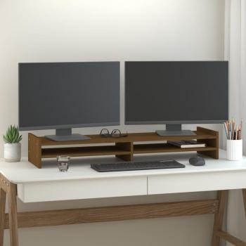 Soporte para Monitor Elevador Base Oficina Madera Maciza Pino Marrón Miel 100x27x15 Cm Color Blanco, Gris, Marrón miel y más