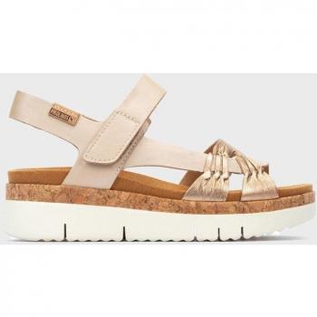 Sandalias de cuña de mujer de piel en color beige