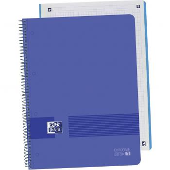 Cuaderno Espiral Oxford Europeanbook 1 Live & Go A4+ 80 Hojas Cuadriculadas 5x5 90 g/m² Tapa de Polipropileno Azul Marino