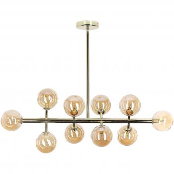 Lámpara de techo de metal dorado 68 cm cristal colgante 10 luces Ramis Beliani