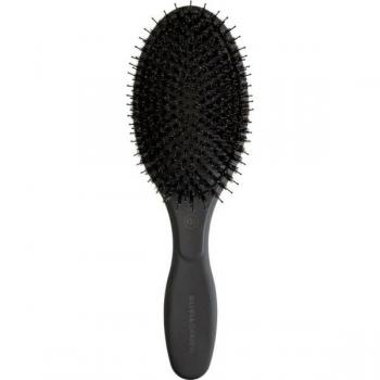 Olivia Garden Expert Care Oval Cepillo Plano Unisex con Cerdas de Jabalí y Nylon Negro, 16 Filas, Pasadores Guía Tachonados