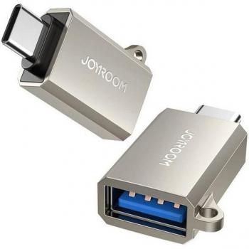 Adaptador USB-C Joyroom S-H151 macho a USB-A hembra con ojal para cordón - plata