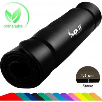 Movit® - Esterilla para pilates - Sin ftalatos - Homologada por la SGS - Largo 190 cm x 100cm - Grosor 1,5 cm - Color Negro estera de yoga y pilates -Colchoneta de yoga