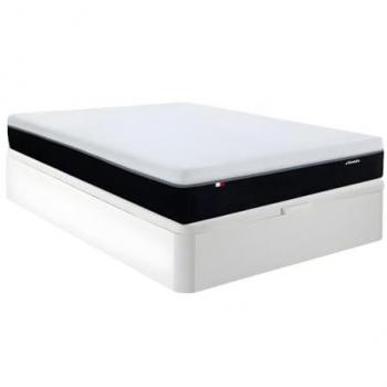 Conjunto de canapé abatible blanco 140 x 190 cm + colchón anti-fuego de muelles ensacados 7 zonas y espuma viscoelástica de 29 cm - SIVA de YSMÉE