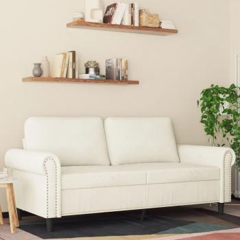 Sofá de 2 Plazas en Terciopelo Color Crema 140 cm con Reposabrazos y Respaldo