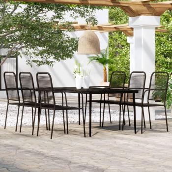 vidaXL 7-Piece Black Garden Dining Set