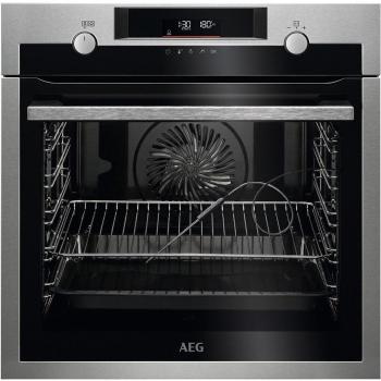 AEG BPE556360M Horno Multifunción Pirolítico SteamBake Serie 6000 Acero Inoxidable Antihuellas 71 Litros Clase A+ con Guías y Funciones de Limp
