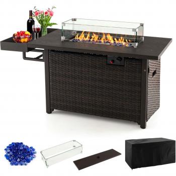 52-Inch Outdoor Gas Fire Pit Table with Cover - Fire Pit Table BN