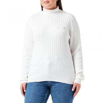 Suéter de Punto de Ochos con Cuello Alto de Algodón Elástico para Mujer Gant - Color Blanco - Talla L