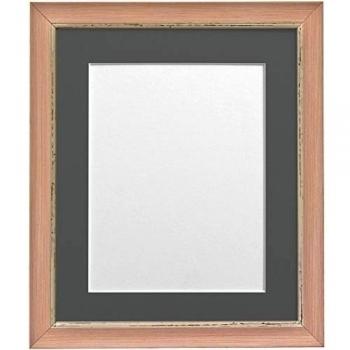 Frames By Post  Nordic - Marco para foto, color rosa con acabado envejecido, con paspartú gris oscuro, 12 x 10 pulgadas, para lámina tamaño 9 x 7 pulgadas