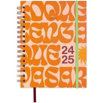 Agenda Escolar UO Y que pase lo que tenga que pasar Semana Vista 2024-2025, 12 meses, 168x220 mm, color naranja, en español