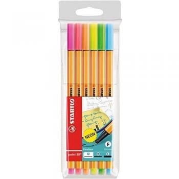 Rotulador punta fina STABILO point 88 - Estuche con 6 colores