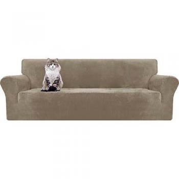 MAXIJIN Fundas de sofá extragrandes de Terciopelo Grueso, 4 plazas, Antideslizante, Antideslizante, para Perros, Gato, 1 Pieza, Protector elástico XL para Muebles