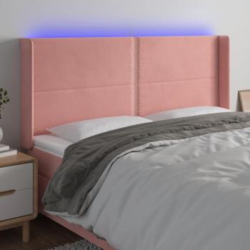 Cabecero LED de terciopelo rosa 163x16x111/128 cm
