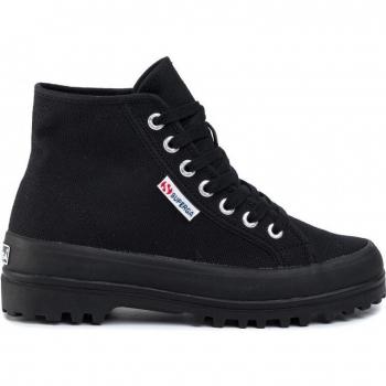 Superga 2341 Alpina - Women's High Top Cotton and Rubber Boots in Full Black
