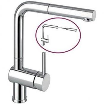 Aquahome Bathkitchen Style 12759113202 Monomando Fregadero Palos Angular Extraible, Gris