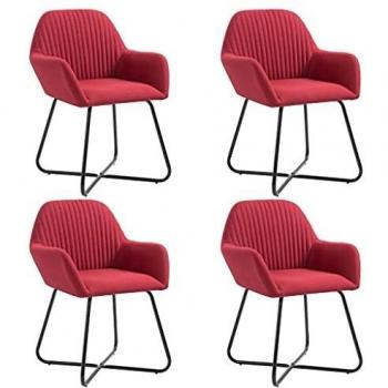Wine Red Fabric Dining Chairs Set of 4