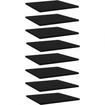 Black Bookshelf Boards Set of 8 - 40x40x1.5 cm Engineered Wood