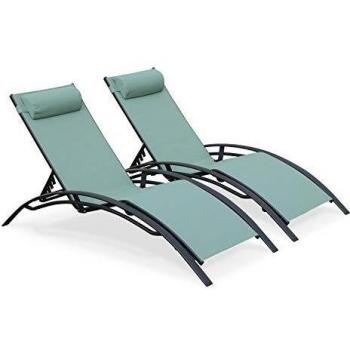 Duo de Tumbonas de Aluminio Textileno Louisa - Set de 2 en Antracita, 167x64x82 cm