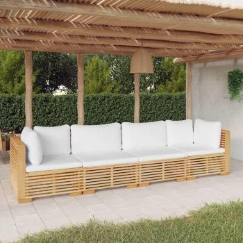 vidaXL 4-Piece Garden Lounge Set with Cushions Solid Teak Wood