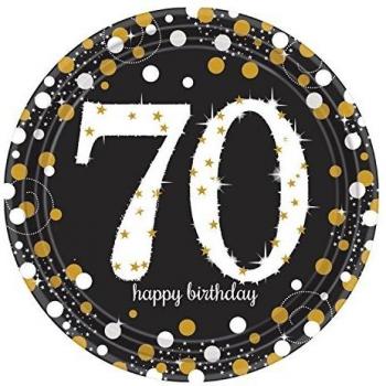 Amscan International – 9901714 23 cm oro celebración de 70º platos de papel
