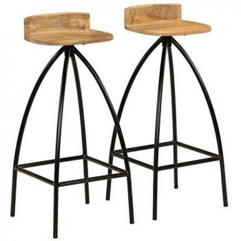 vidaXL 2X Sillas Altas de Bar Mango 40x40x82 cm Taburete Cocina Comedor Casa