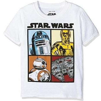 STAR WARS Droids and Ships, Camiseta Unisex-Niño, Blanco, 7-8 Años