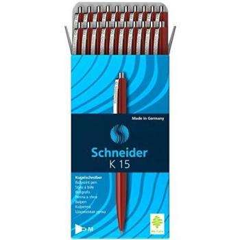Schneider bolígrafo fino K15 con clip metálico recargable rojo