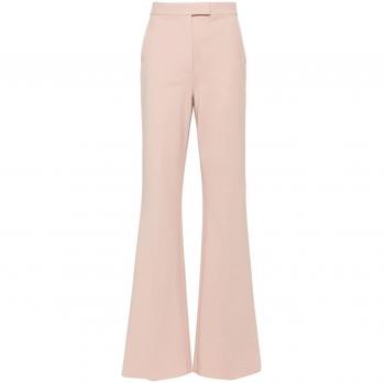 Max Mara Women's Knitted Trousers in Powder, Size 42, Wide Trousers, Female, Pink, Pressed Crease